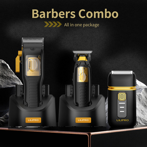 LILIPRO Kit de Coiffure Professionnel Trio Sans Fil : <span class=keywords><strong>Tondeuse</strong></span>, <span class=keywords><strong>Tondeuse</strong></span> de Précision et Rasoir Électrique pour Barbe et <span class=keywords><strong>Cheveux</strong></span>, Kit de <span class=keywords><strong>Coupe</strong></span> de <span class=keywords><strong>Cheveux</strong></span> Fade - Product Image 6