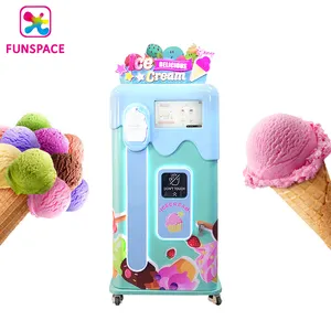 Funspace make money fast 24 Hours Self Service Touch Screen fully Automatic smart Soft Icecream Vending Machine