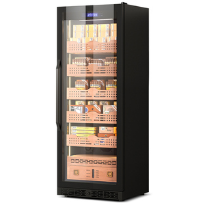NE-193-8 Custom logo 1500 Cigar Cabinet Cedar Wood 308L Cigar Humidor <b>Fridge</b> with Auto Defog Glass Door - Product Image 1