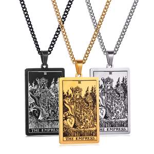 Hongtong B1-342 Edelstahl Rechteck 22 <span class=keywords><strong>Tarot</strong></span> Muster Modeschmuck Hochwertige Anhänger Halsketten - Product Image 3