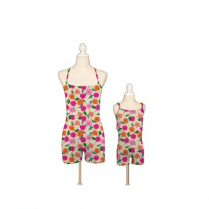 <b>Women</b> Floral Print Anti-Wrinkle Knee Length Contrast Binding Spandex/Polyester <b>Romper</b> Scoop Neck Breathable Strap Others - Product Image 2