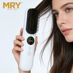 مشط تمليس وتجعيد الشعر المحمول اللاسلكي MRY، أداة متعددة الاستخدامات للسفر بلوحة سيراميك صغيرة - Product Image 3