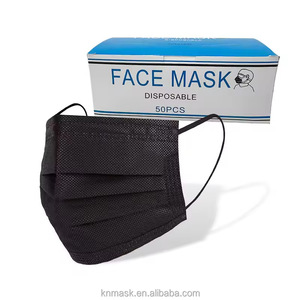 Masque facial jetable 3 plis noir en tissu non tissé à haute filtration avec tissu filé-soudé anti-poussière - Product Image 1