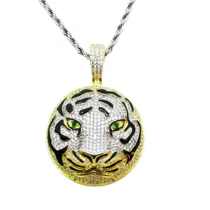 Wholesale high quality hip hop icedout new custom Green eye Tiger Medallion