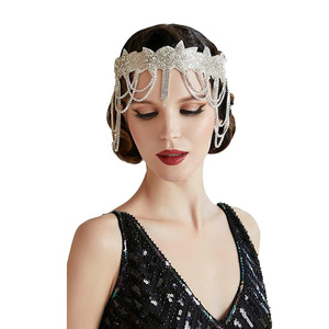 Serre-tête à pampilles noires perlées style Charleston des années 20 pour fête <span class=keywords><strong>Gatsby</strong></span> ou costume d'Halloween - Product Image 3