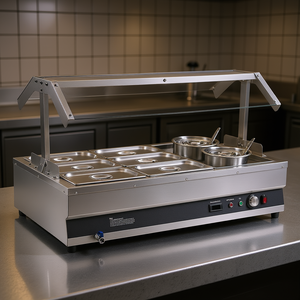 Chauffe-soupe commercial électrique à 2 pots et 6 casseroles avec couvercle pour usage en restaurant - Product Image 2