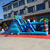 Nouveau design, château gonflable commercial en PVC de 40 pieds de long, personnalisé, pour parcours d'obstacles humide et sec, avec toboggan