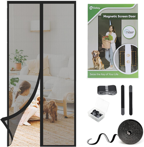 Cortina de puerta de ventana de pantalla de diseño moderno personalizada cortina de mosquito de fibra de vidrio magnética manos libres HJX Red de puerta de fibra de vidrio - Product Image 1