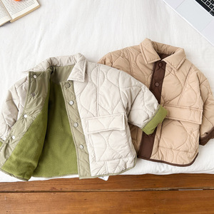 Automne enfant en bas âge décontracté hiver manteau enfants filles matelassé coton contraste couleur bébé garçons veste - Product Image 3