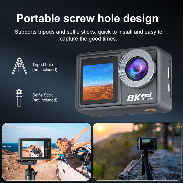 Touchscreen 8K Wireless Action Camera Sports Camera with EIS Ultra-high Definition Waterproof for Outdoor
