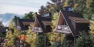 Maison modulaire de luxe pour <span class=keywords><strong>les</strong></span> vacances, maison préfabriquée en verre triangulaire/maison en bois - Product Image 6