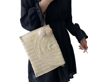 새로운 스타일 비치 가방 여성 핸드백 숙녀 던져진 종이 로프 수제 크로 셰 뜨개질 밀짚 가방 짠 가방 한 어깨 봉투 지갑