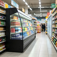 Refroidisseur de boissons écologique R290 à refroidissement uniforme, vitrine ouverte pour les chaînes de supermarchés