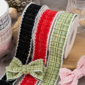 Cinta de tweed tejida de 38 mm con hilo brillante y borde de flecos esponjosos para lazos DIY, accesorios para el cabello, decoración de ropa, manualidades y venta al por mayor - Product Image 1