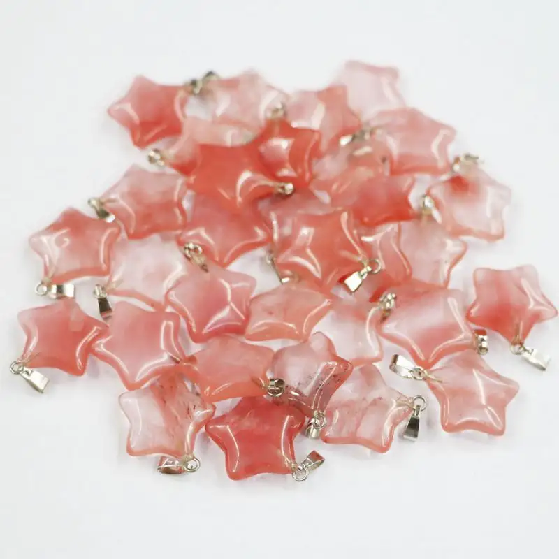 Natural Stone Crystal Star red quartz cherry quartz star pendant