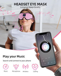 หน้ากากปิดตาแบบ 3 มิติ ป้องกันแสงได้เต็มที่ พร้อมหูฟังในตัว สายรัดยางยืดปรับได้ และไมโครโฟนสำหรับฟังเพ<span class=keywords><strong>ล</strong></span>งขณะนอนห<span class=keywords><strong>ล</strong></span>ับ - Product Image 2