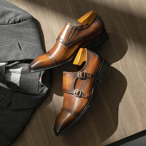 Nuevos zapatos monk de estilo británico con forro de cuero y punta en pico para uso formal y de negocios. - Product Image 2