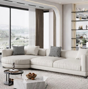 Ensemble de canapés modulaires de luxe pour salon avec revêtement en tissu léger et sièges spacieux pour les intérieurs modernes - Product Image 1