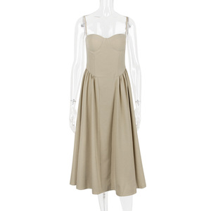 <span class=keywords><strong>Donne</strong></span> di <span class=keywords><strong>Super</strong></span> qualità <span class=keywords><strong>Sexy</strong></span> a Line abiti da festa Midi Casual spalline con spalline CB vestito senza schienale attillato abito da ballo tinta unita abiti 2877 - Product Image 6