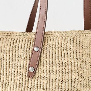 <b>Small</b> Daily Tote Custom Women Straw Bags Summer Autumn Beach Woven Shoulder Bag Raffia Leather Trim Travel Mini <b>Purse</b> Open - Product Image 2
