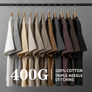 Camisetas de Algodón Grueso de 400 g/m² al por Mayor, Precio Bajo, Logotipo Personalizado, Estilo Urbano, Corte Holgado, TKAN962 - Product Image 1