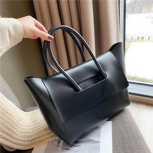 <span class=keywords><strong>Sac</strong></span> fourre-tout élégant noir uni surdimensionné avec poignée supérieure, à rabat minimaliste, pour <span class=keywords><strong>femme</strong></span>, idéal pour le bureau, le quotidien et le shopping - Product Image 1