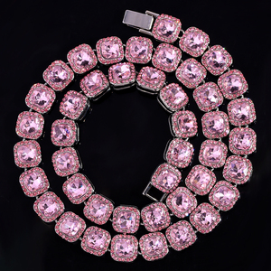 Kalung Berlian Kotak Hip Hop, Rantai Cuban Link Iced Out untuk Pria dan Wanita - Product Image 5