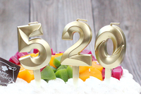 Bougies d'anniversaire en forme de chiffres 3D en or et diamant en gros - Chiffres de 0 à 9 pour la décoration de gâteaux, fête d'anniversaire et cadeau de luxe, best-seller