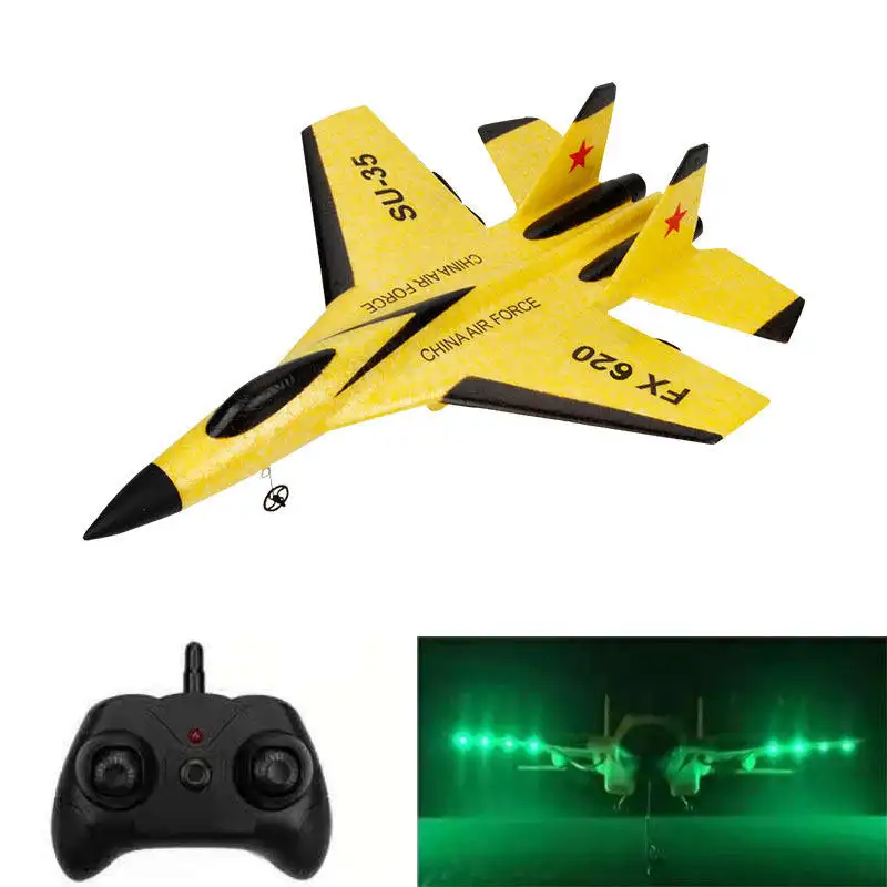 Aesielanic Outdoor Remote Control EPP Foam RC 2.4G Airplane Toy with LED Light