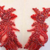 Applique en Dentelle Perlée 3D pour Robe de Mariée avec Strass en Cristal à Coudre pour Sacs de Fête Nuptiale en Verre