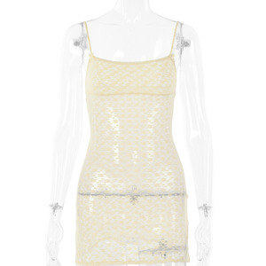 Sheer Slit A-line Skirt Sleeveless Short Dress Strapless Solid Color Party Casual Dresses Polyester FD9799 - Product Image 5