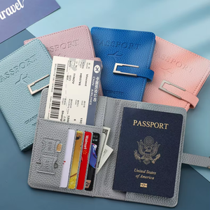 Çok Fonksiyonlu Hırsızlık Önleyici Pasaport Bilet Tutucu Deri PU Deri Pasaport Tutucu Seyahat Çantası Etiketi Hediye Seti Kalemli - Product Image 5