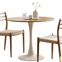 Table à manger ronde en bois durable et écologique, style nordique minimaliste, pieds en métal, pour petit appartement, 2 places, meubles de maison