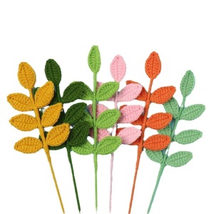 Accesorios de ramo de flores de ganchillo hechos a mano, de lana tejida, 7 hojas, hojas de las cuatro estaciones, Navidad, Festival de Primavera, imitación. - Product Image 5