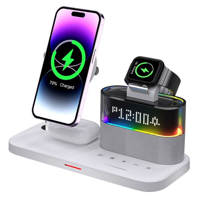 Wireless Charger For Mobile Phones, Watches and Earphones QC 3.0 PD Fast Charging 3-in-1 Magnetic Wireless Charger Charging