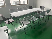 Tables et chaises pliantes en plastique HDPE de 6 pieds, blanches, portables, pour événements, location extérieure, vente en gros à prix réduit