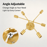 Lustre suspendu minimaliste 6 lumières doré style nordique Sputnik pour cuisine, chambre, restaurant - Expédition depuis l'entrepôt américain