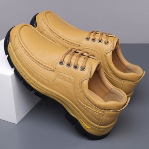 Men's Genuine Leather Casual <b>Shoes</b> Round Toe Thick Sole Outdoor Comfortable Walking <b>Shoes</b> All Seasons Cowhide Upper Rubber - Product Image 4