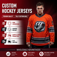 Maillot de hockey personnalisé par sublimation, 100% polyester, respirant, séchage rapide, logo d'équipe, numéro, pour jeunes et adultes, vente en gros