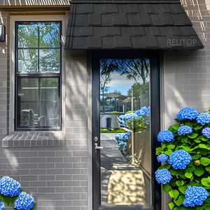 Auvents fixes en carreaux de métal revêtus de pierre avec cadre triangulaire en acier pour portes, marches, fenêtres et porches - Product Image 2