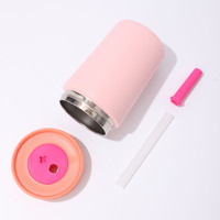 Termo Infantil Personalizado al por Mayor para la Escuela, Vaso de Viaje de Acero Inoxidable de 12 oz con Tapa Antiderrames y Pajita Flexible