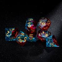 7 dés polyédriques uniques en nébuleuse liquide irisée pour jeux de rôle et divertissement en soirée