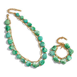 Collar de Piedras Irregulares Verdes Vintage para Mujer, Regalo de Joyería para Fiestas de Verano, Cuentas para Pulsera, Moda con Cuentas - Product Image 5