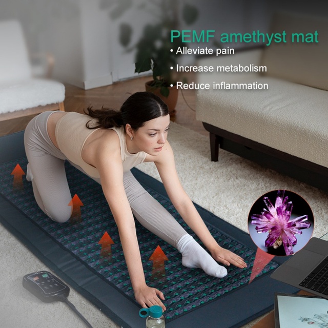 Btws Premium Far Heat Therapy Mat Amethyst Mattress Negative Ions Omi Magnetic Field for Pain Sweat Relaxation