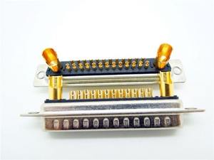 แผ่นเชื่อมแบบงอสำหรับยานยนต์ D-SUB รุ่น Female รองรับกระแสไฟสูง 27W2 10A ขั้วต่อ PCB ทองเหลือง D-SUB25+<span class=keywords><strong>2</strong></span> จากผู้ผลิต - Product Image 2