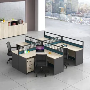 שולחן משרדי עיצוב משרד שולחן משרדי מנהלים בצורת L מעץ עם מגירה