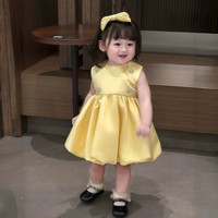 Robe de princesse bouffante jaune pour bébé fille, style coréen, sans manches, pour le 1er anniversaire, demoiselle d'honneur