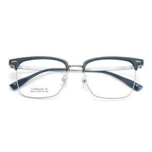 Monture de lunettes rectangulaire bleu graphite tendance M6121 en titane IP, monture complète unisexe, verres en résine confortables - Product Image 1
