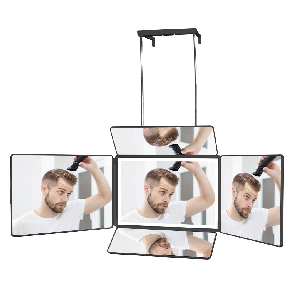 3 Way Makeup Mirror Light Diy Hair Cut Tool Trifold Mirror For Self Hair Cutting And Styling 