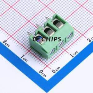 DB301V-5.0-3P-GN-S Screw Terminal Block Through hole Component (THT),P=5mm Connector 1x3P 5mm Green Through Hole - Product Image 1